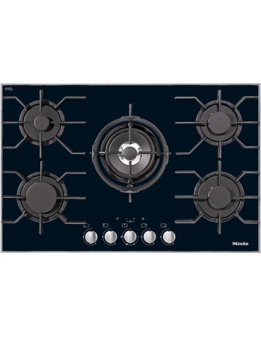 Miele KM 3054-1 široka plinska ploča za kuhanje na crnom staklu s 5 plamenika